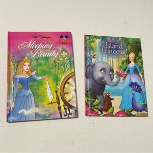 Lot of 2 Children Story Books, Barbie The Island Princess, Sleeping Beauty
